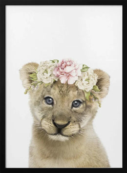 Floral Baby Lion Framed Art Lola Peacock | Home or Office Art