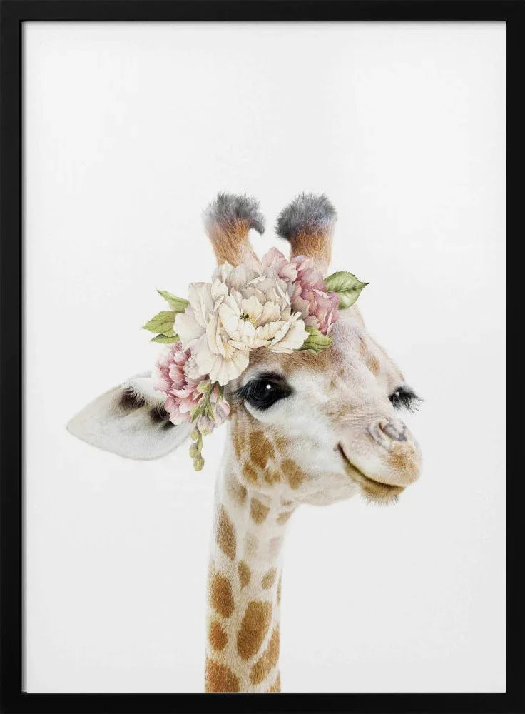 Floral Baby Giraffe Framed Art Lola Peacock | Home or Office Art