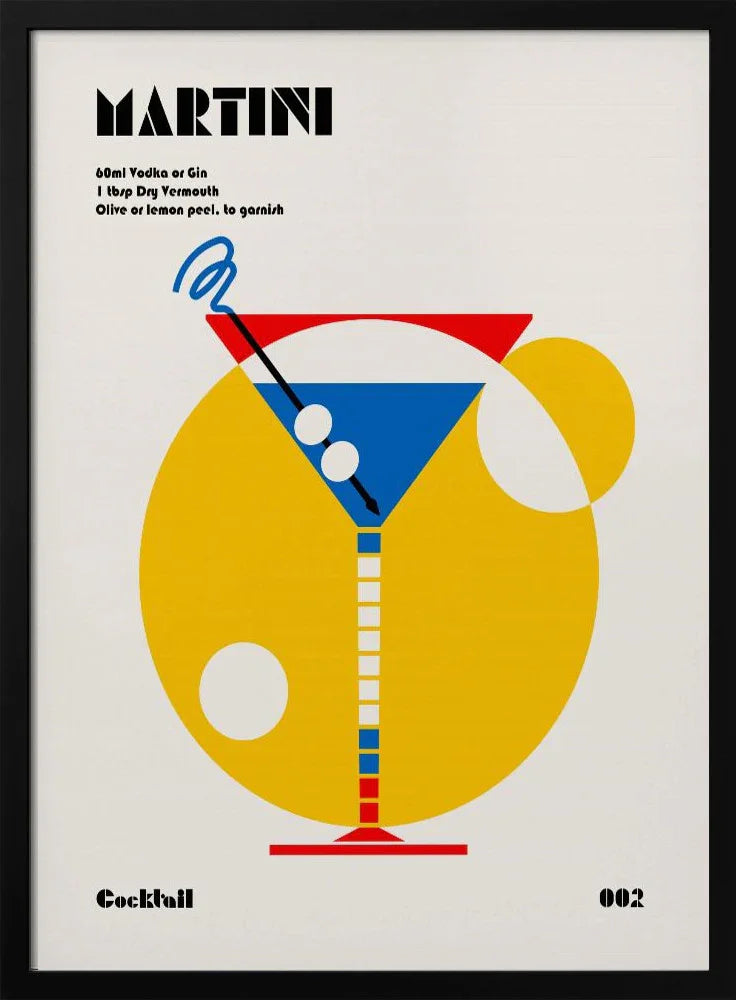 Martini Bauhaus Cocktail - Retrodrome Framed Art | Home or Office Art