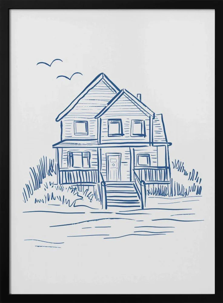 Nantucket Beachhouse - Jolly and Dash Framed Art | Home or Office Art