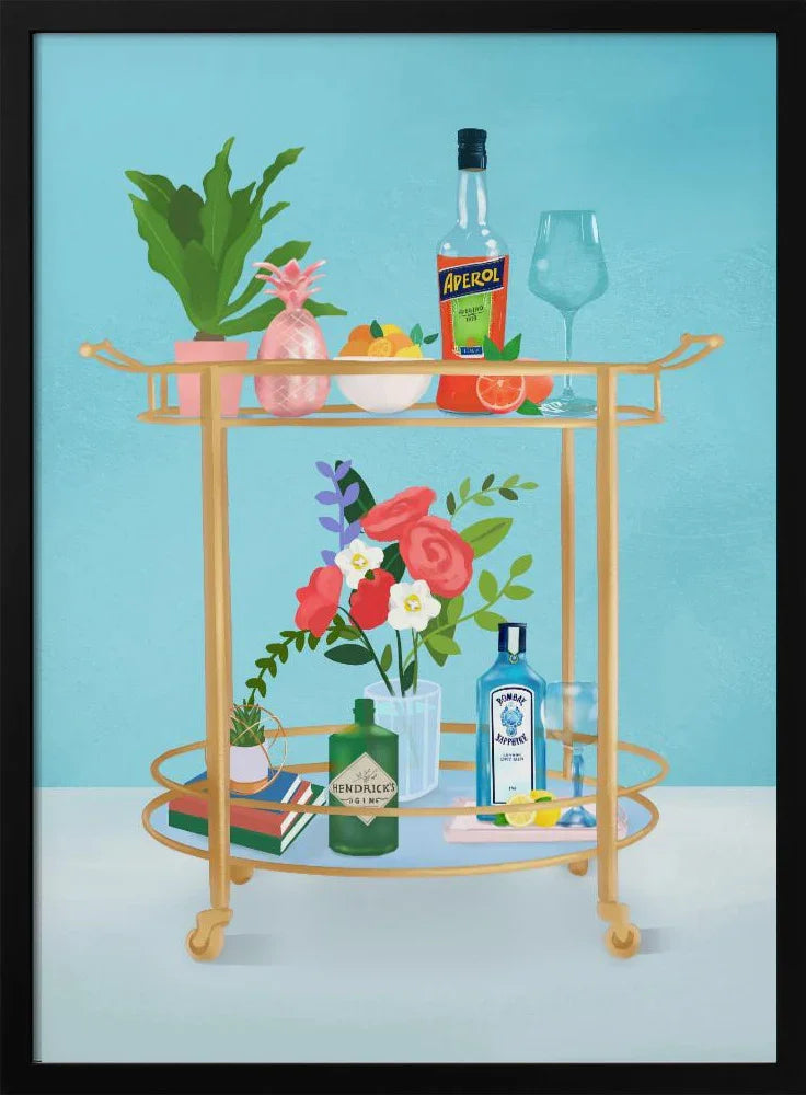 Bar Cart - Petra Lizde Framed Art | Home or Office Art