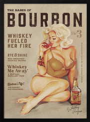 Bourbon Wall Art. Sexy Vintage Pin Up Girl Drinking Whiskey - The Whiskey Ginger Framed Art | Home or Office Art