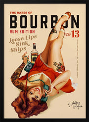 Babes of Bourbon Vol 13 Rum Drinking Pinup Girl Art - The Whiskey Ginger Framed Art | Home or Office Art