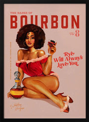 Babes of Bourbon Vol 8 Vintage Pinup Girl With Afro - The Whiskey Ginger Framed Art | Home or Office Art