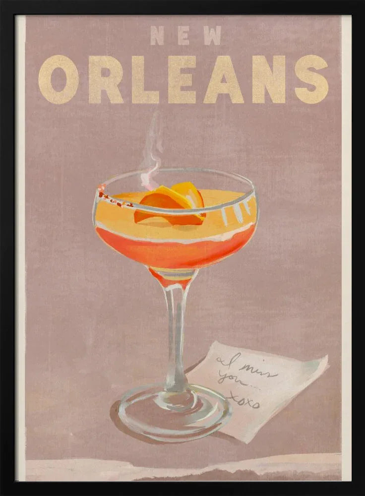 New Orleans Cocktail Travel Poster - The Whiskey Ginger Framed Art | Home or Office Art