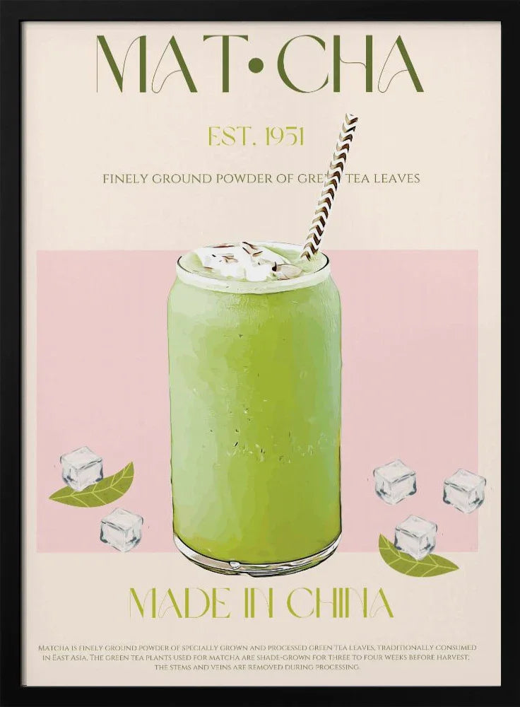 Chilled Matcha Drink - Nazma Khokhar Framed Art | Home or Office Art