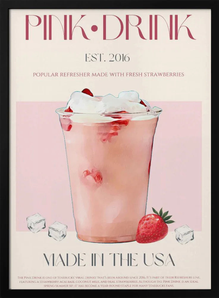 Pink Drink Print - Nazma Khokhar Framed Art | Home or Office Art