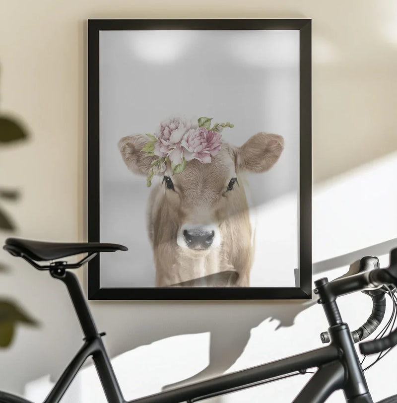 Floral Baby Calf Framed Art Lola Peacock | Home or Office Art