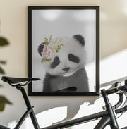 Floral Baby Panda Framed Art Lola Peacock | Home or Office Art