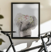 Floral Baby Elephant Framed Art Lola Peacock | Home or Office Art