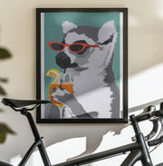 Jugdy Lemur with Drink - ByKammille Framed Art | Home or Office Art
