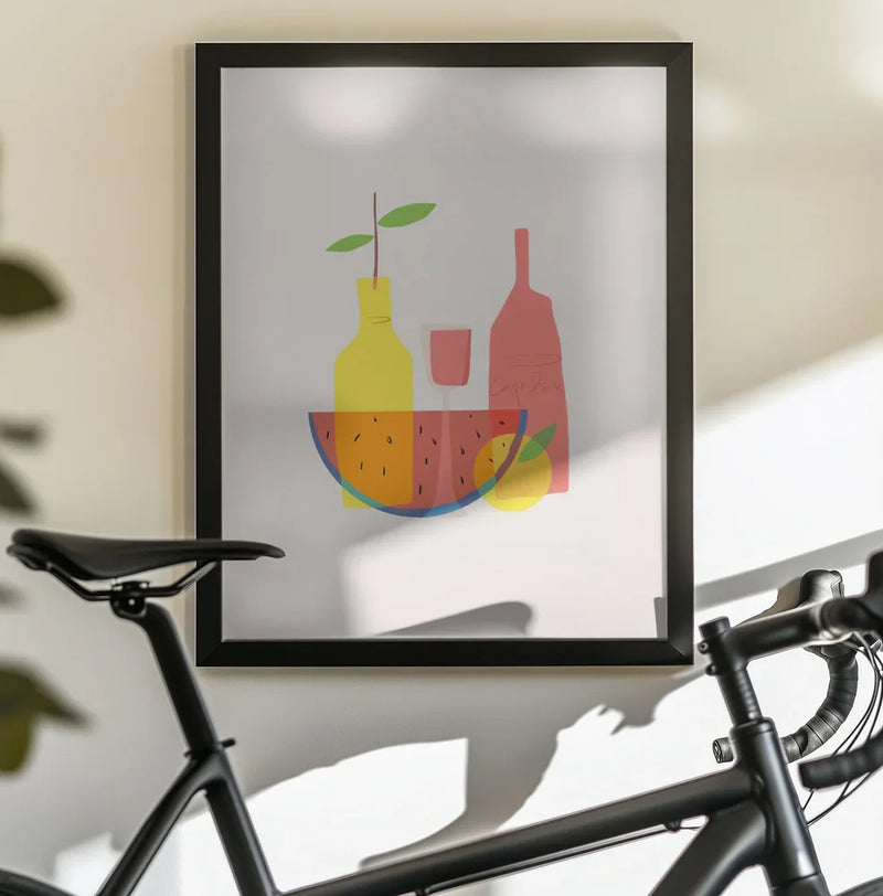 Still Life With Wine and Bottles - Little Dean Framed Art | Home or Office Art