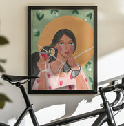 Abstract Modern Bohemian Woman with Cocktail - Caroline Bonne Müller Framed Art | Home or Office Art