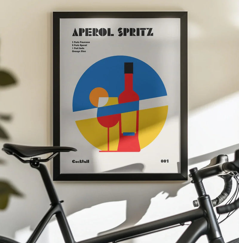 Aperol Spritz Cocktail Bauhaus Art Print - Retrodrome Framed Art | Home or Office Art