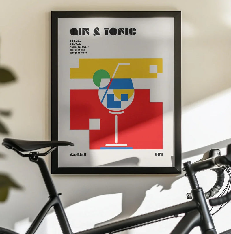 Gin &amp; Tonic Bauhaus Cocktail - Retrodrome Framed Art | Home or Office Art