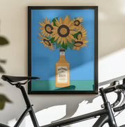 Sunflowers in Honey Whiskey Retro Illustration - Retrodrome Framed Art | Home or Office Art