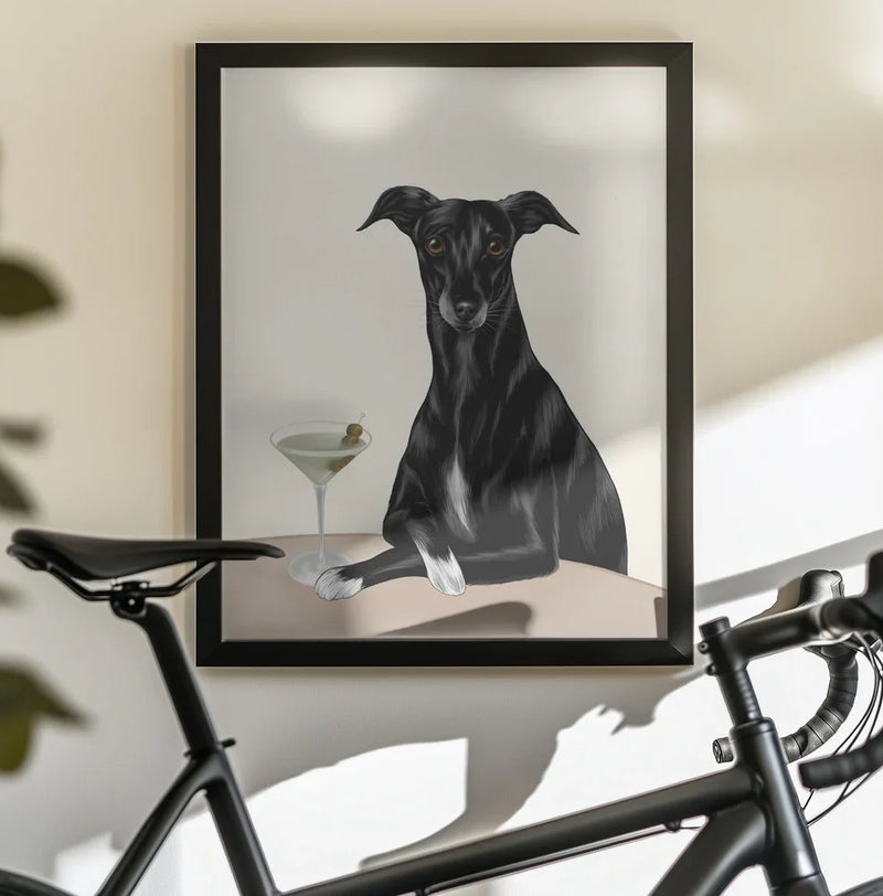Classy Greyhound with Martini - Tara Royle Framed Art | Home or Office Art