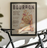 Bourbon Wall Art. Sexy Vintage Pin Up Girl Drinking Whiskey - The Whiskey Ginger Framed Art | Home or Office Art