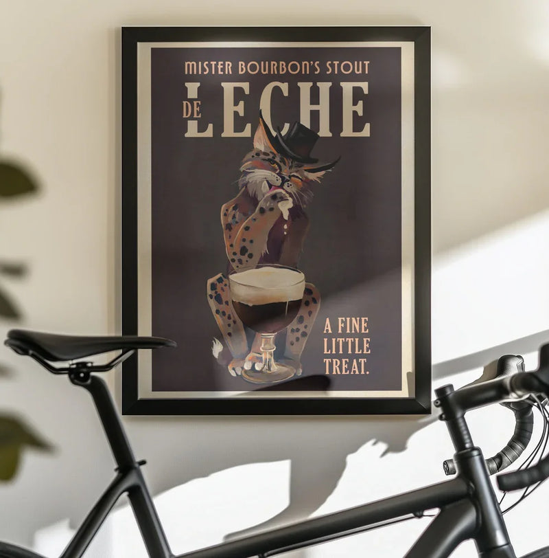 Bourbon De Leche Guinness Style Cat Art - The Whiskey Ginger Framed Art | Home or Office Art