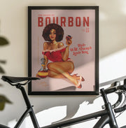 Babes of Bourbon Vol 8 Vintage Pinup Girl With Afro - The Whiskey Ginger Framed Art | Home or Office Art