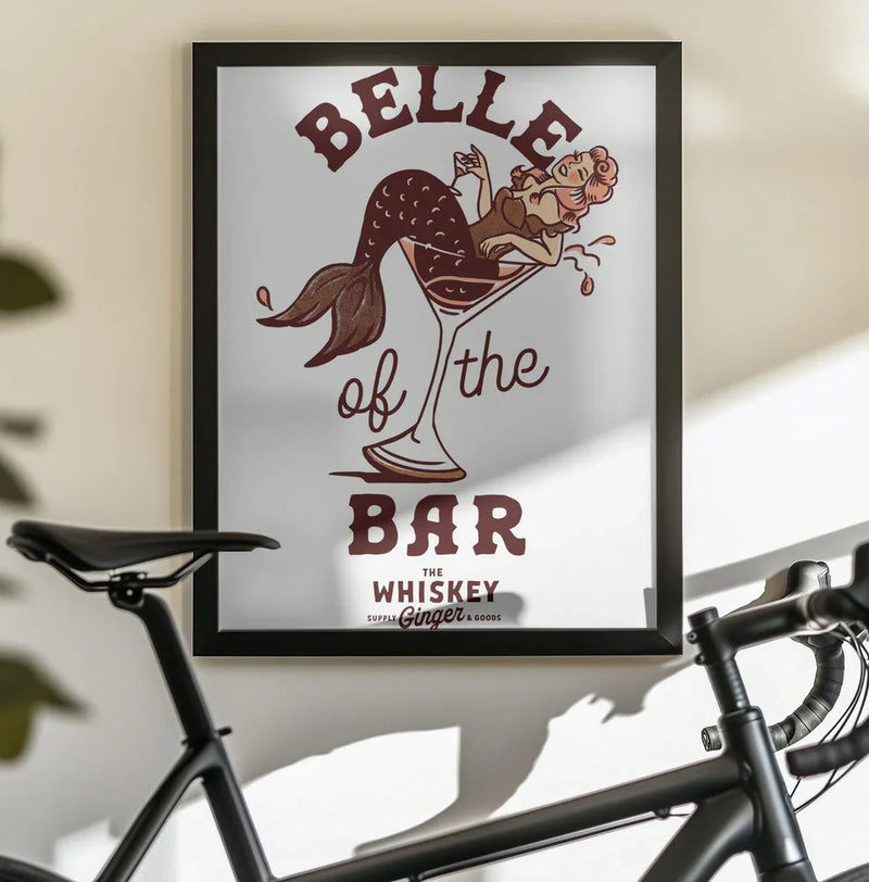 Belle Of The Bar Mermaid Pin Up Art - The Whiskey Ginger Framed Art | Home or Office Art