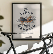 Tipsy Mermaid Dive Bar Mermaid Art - The Whiskey Ginger Framed Art | Home or Office Art