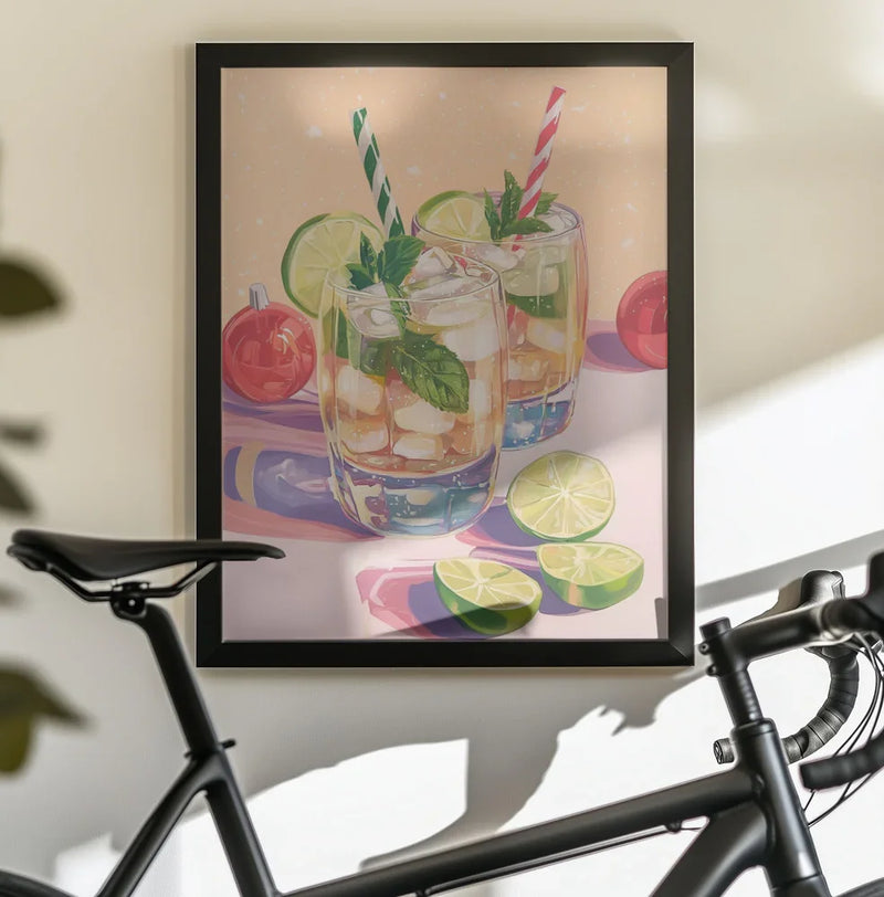 Mojito Summer Cocktails with Lime and Mint - Melloi Art Prints Framed Art | Home or Office Art