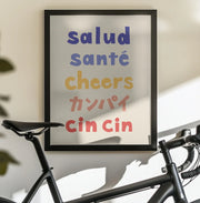 Cheers Typography - Salud Santé Cheers Kanpai Cin cin - Rio Soléy Framed Art | Home or Office Art