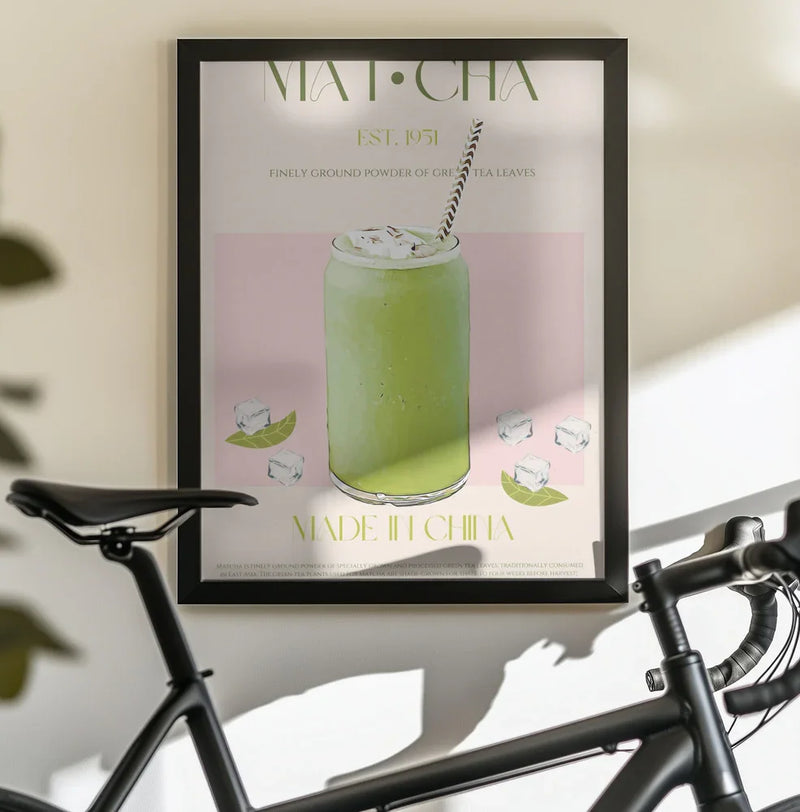 Chilled Matcha Drink - Nazma Khokhar Framed Art | Home or Office Art