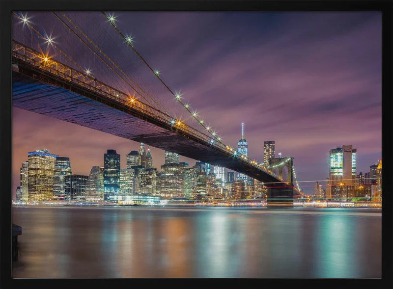 Brooklyn Bridge at Night - Michael Zheng Framed Art | Home or Office Art