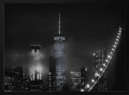 Night cityscape from the Brooklyn Bridge Framed Art Carlos Ramirez | Home or Office Art