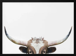 Peeking Longhorn Cow Framed Art Kathrin Pienaar | Home or Office Art