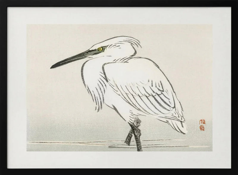 Snowy Egret - Kono Bairei Framed Art | Home or Office Art