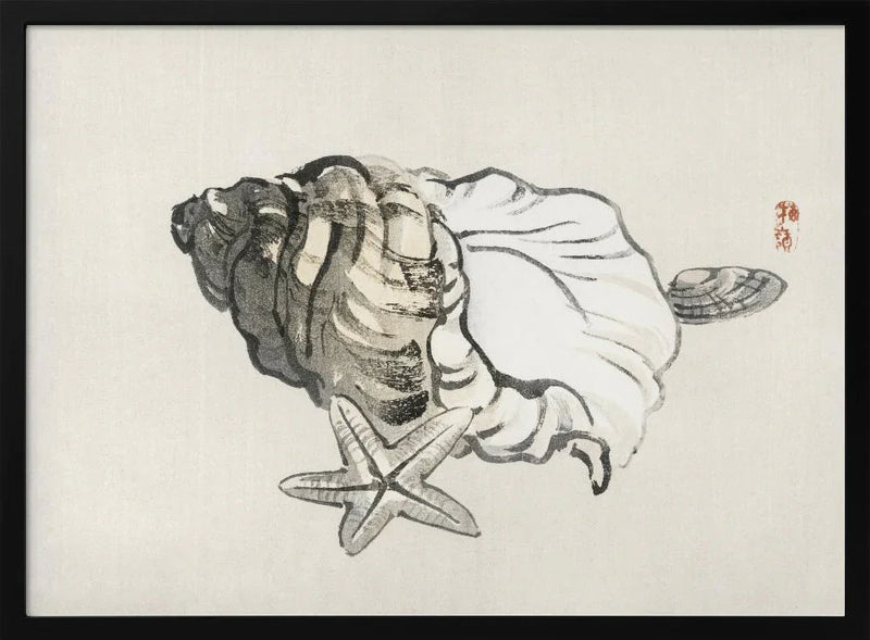 Star Fish and Conch - Kono Bairei Framed Art | Home or Office Art