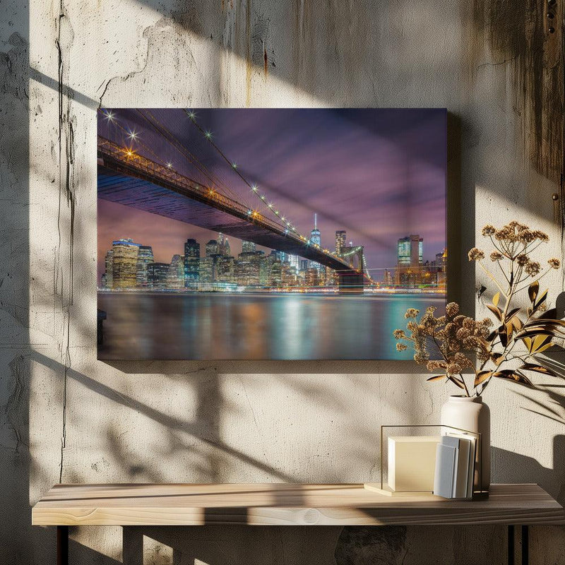 Brooklyn Bridge at Night - Michael Zheng Framed Art | Home or Office Art