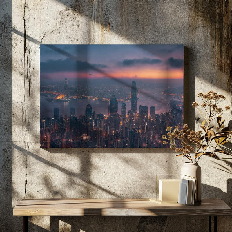 Sunrising Hong Kong Framed Art Javier de la Torre | Home or Office Art