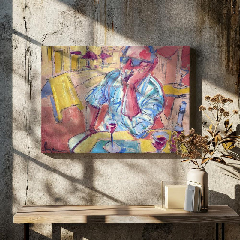 Contemplative Cafe Moment - Dorothy Fagan Framed Art | Home or Office Art