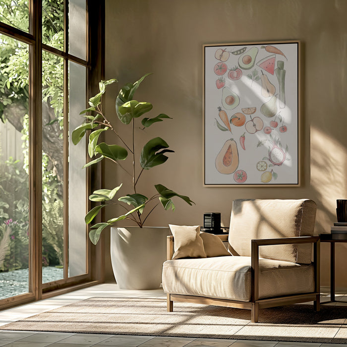 Tropical Vegetable illustration Framed Art Modern Wall Decor