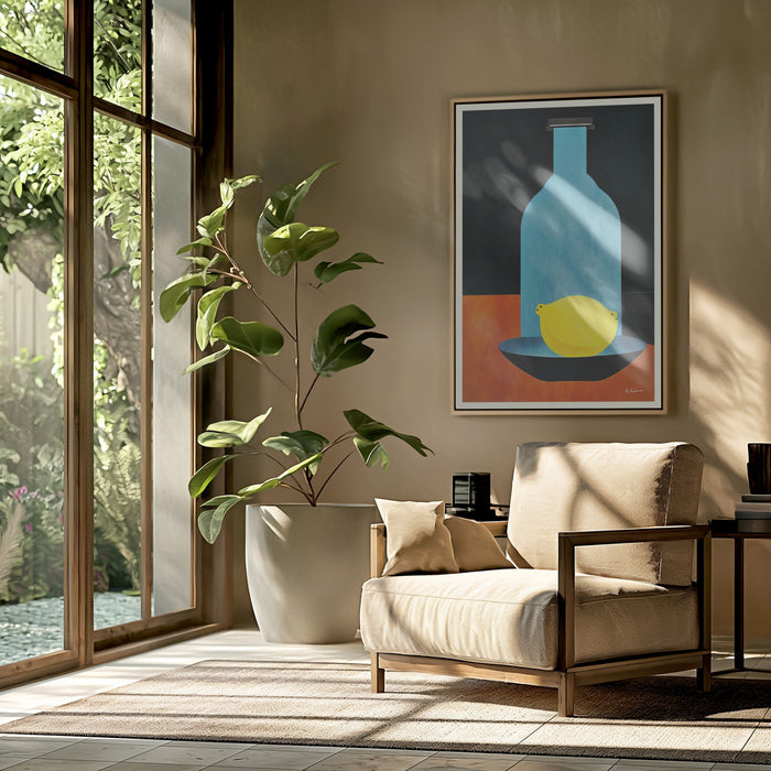 Bottle With (lonesome) Lemon : Skinny Bitch Framed Art Modern Wall Decor