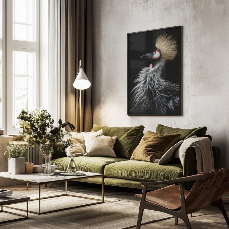 Crowned crane's portrait Framed Art Eiji Itoyama | Home or Office Art