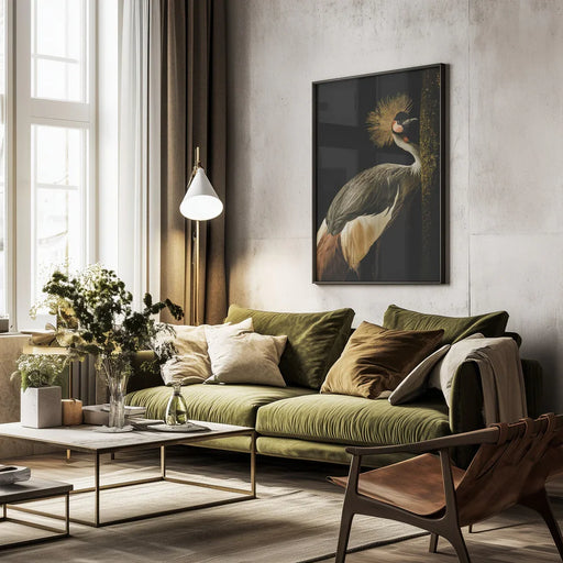 Grey Crowned Crane Framed Art Jealousy | Home or Office Art