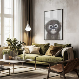 Peekaboo Baby Monkey Framed Art Lola Peacock | Home or Office Art