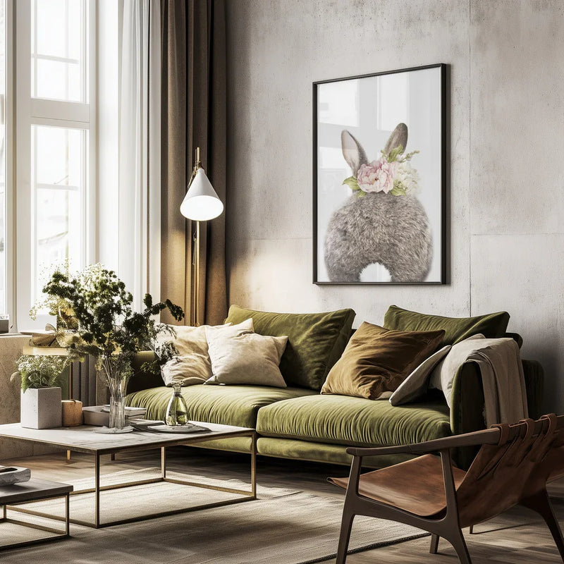 Floral Bunny Back Framed Art Lola Peacock | Home or Office Art
