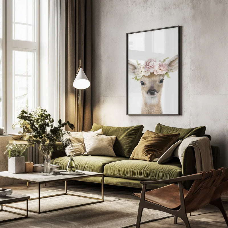 Floral Baby Deer Framed Art Lola Peacock | Home or Office Art