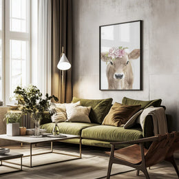 Floral Baby Calf Framed Art Lola Peacock | Home or Office Art