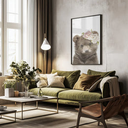 Floral Baby Bear Framed Art Lola Peacock | Home or Office Art