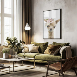 Floral Baby Llama Framed Art Lola Peacock | Home or Office Art