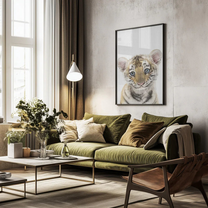 Peekaboo Baby Tiger Framed Art Lola Peacock | Home or Office Art