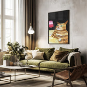 Cat Friday Night Drinks Wine Funny Cat Humour - Sharyn Bursic Framed Art | Home or Office Art