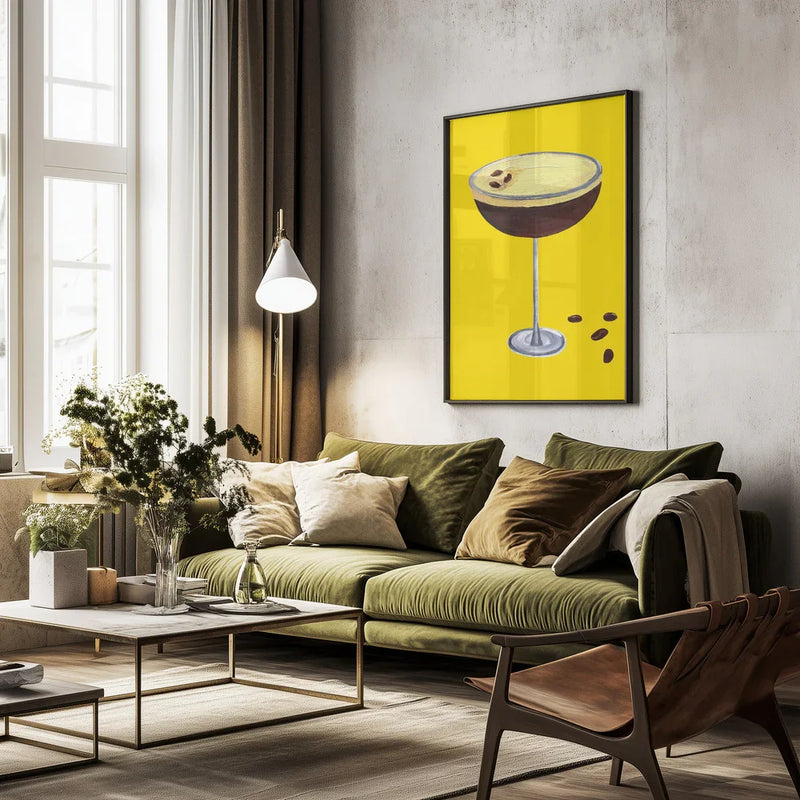 Espresso Martini Buttercup Yellow - Alice Straker Framed Art | Home or Office Art